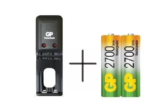 Cargador Gp + 2 Baterías Aa 2700 Mah Recargable