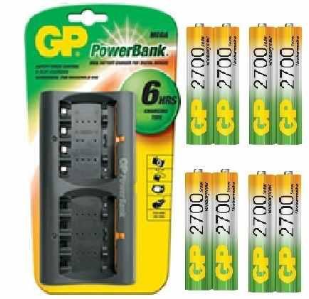 Cargador Gp Mas 8 Baterias Aa 2700 Mah Recargables