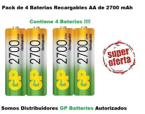 Pilas Baterias Gp Recargables Pack X2 Aa 2700mah P295