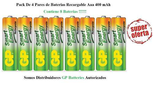 Pilas Baterias Gp Recargables Pack X4 Pares Aaa 400mah P480