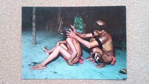 Vieja Postal Indigena De Amazonas En Ritual De Encantamiento
