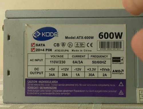 Fuente De Poder Power Supply 600w Atx Sata