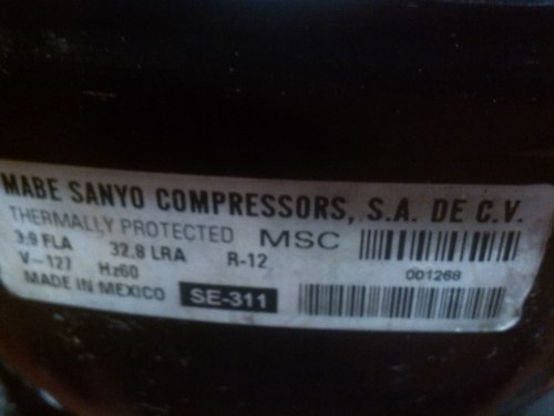Compresor 1/3 Mabe Sanyo Gas R-12