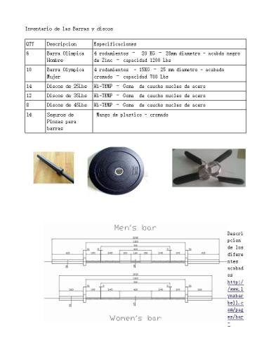 Equipo De Gimnasio Barras Y Discos