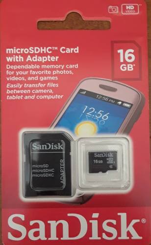 Memoria Micro Sdhc 16gb Con Adaptador. Clase 4.