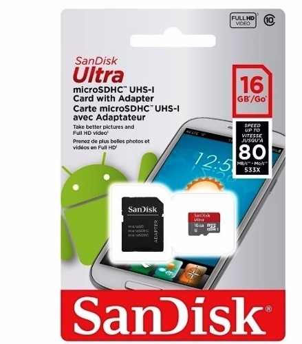 Memoria Sandisk 16gb 80 Mbps Clase 10