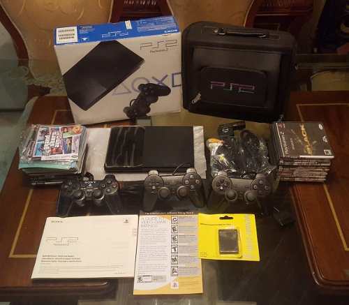 Play Station 2 Slim Caja Bolso Manual 3 Controles 46 Juegos