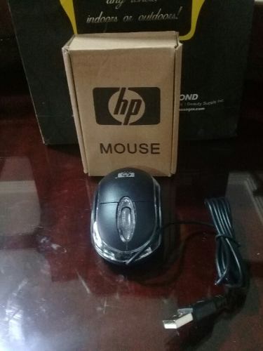 Mouse Hp Optico Usb Con Cable Enciende Luz Led