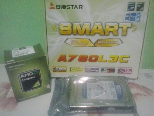 Combo Tarjeta Madre Biostar +procesador Amd +disco Duro 500g