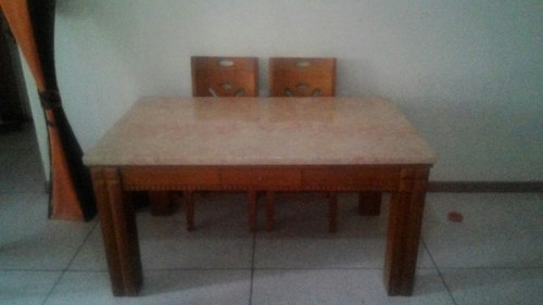 Juego De Comedor Madera Cedro Con Tope De Marmol 6 Puestos