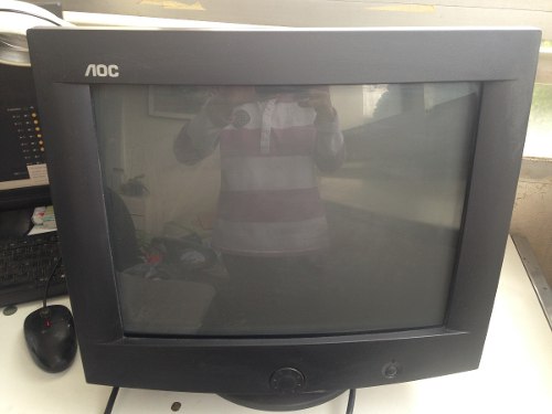 Monitor Aoc 16 Negro + Cable Corriente-vga + Forro