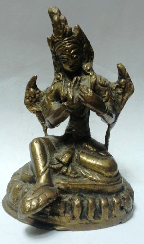 Decorativa Figura Bronce Diosa Hindú Indrani Sentada
