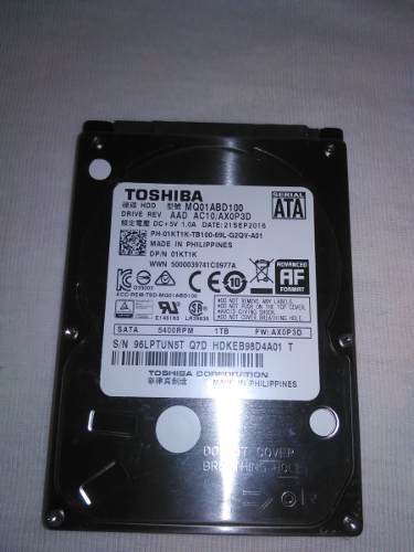 Disco Duro Toshiba 1tera De 2.5 Ideal Laptop Dvr Ps4 Usado