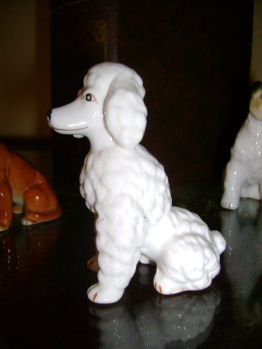 Figura De Porcelana Perros Poodle Blanco En Buen Estado