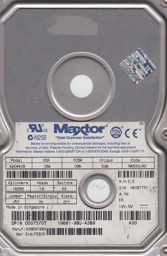 Maxtor Disco Duro 3.5 Ide 20gb Pc Escritorio Modelo u6