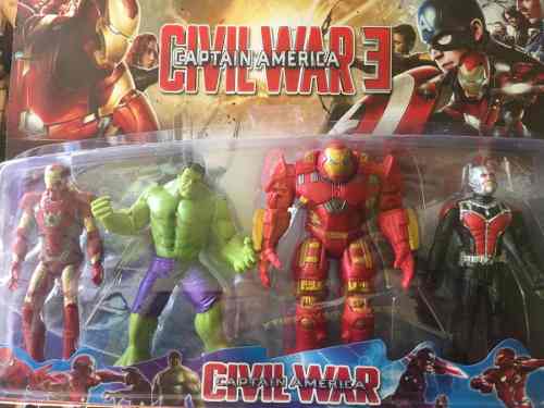 Juguete Avengers Set De 4 Hulk Thor Iron Man Capitán Amerci