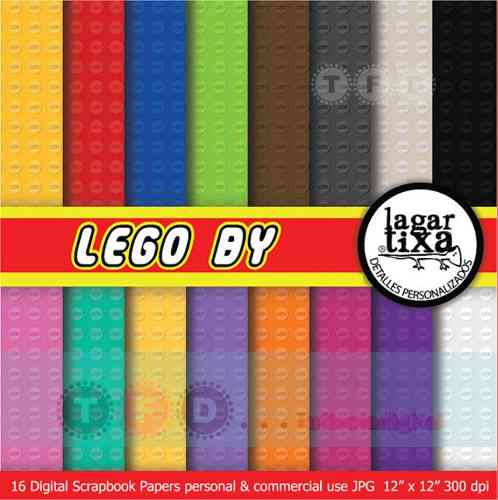 Kit Imprimible Fondos Lego Bloques Coloridos Papel Digital