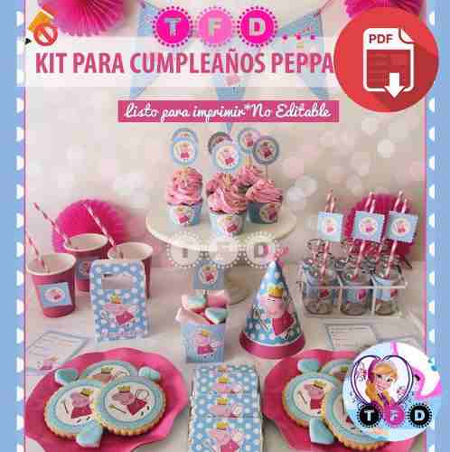 Kit Imprimible Peppa Pig Candy Bar Banderin Invitacion