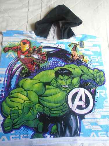 Poncho Avengers Hulk Niños Marvel Toalla Con Capucha