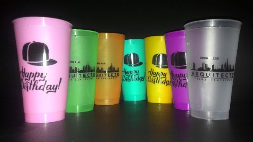 Vasos Plásticos De 16oz Personalizados A Un Color (el Par)