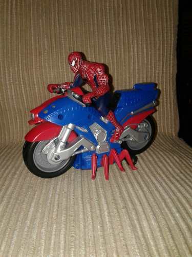 Moto Y Muñeco Del Hombre Araña Con Movimiento Original