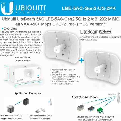 Ubiquiti Litebeam Ac 5.8 Ghz 23 Dbi 2x2