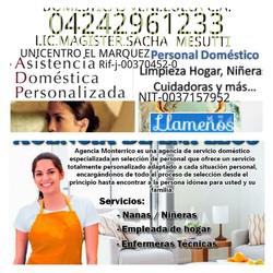 Domesticas venezuela c. A. 04242961233 cuidadoras niñeras