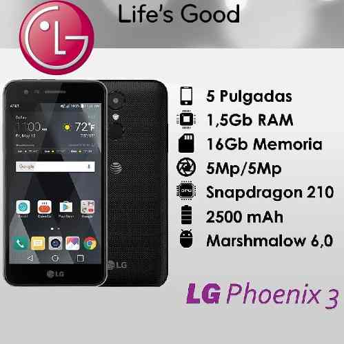 Lg Phoenix 3 - 1.5gb Ram 16gb Memoria Android 6 - Cam 5/5mp