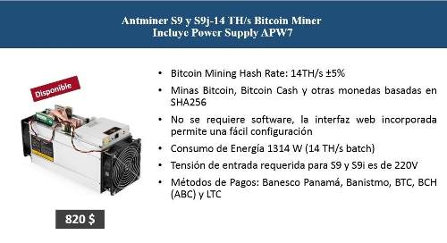 Antminer S9 Y S9j 14 Th/s Incluye Power Supply