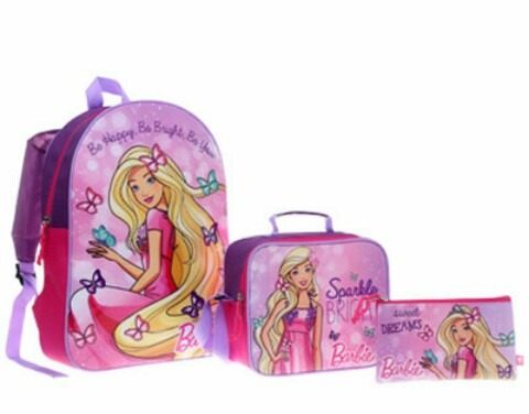 Morral Lonchera Cartuchera Barbie. Combo Escolar Capi.