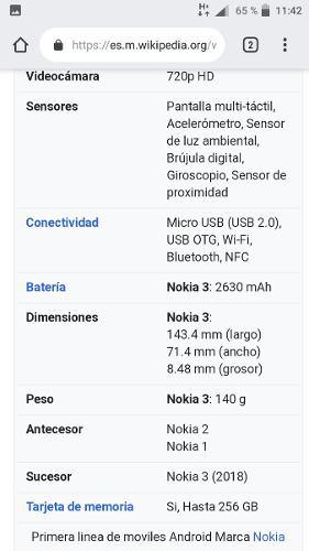 Nokia 3 Único Detalle En La Mica Como Se Aprecia En La Foto