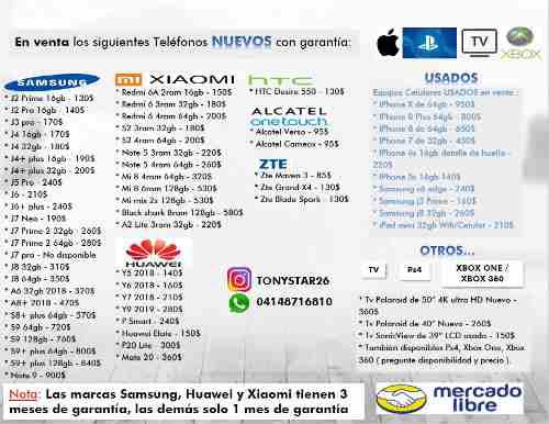 Vendo Celulares Nuevos Samsung Htc Xiaomi Huawei Zte Alcatel