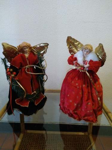 Angel De Navidad, Figura Ceramica Y Tela, Adorno Navideño