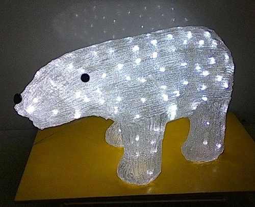 Oso Polar Acrílico Con Luces Led Grande Adorno Navidad Lujo