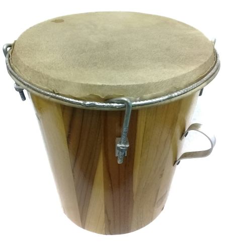 Tambor De Percusión Parche De Cuero Madera Teca