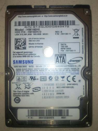 Disco Duro 160 Gb Para Laptop