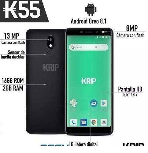 Teléfono Smartphone Krip K55 2gb Ram 16gb 13mp Y 8mp