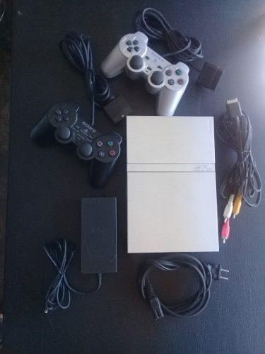 Consola Nintendo Playstation 2 Slim Plata Usado Con Control!