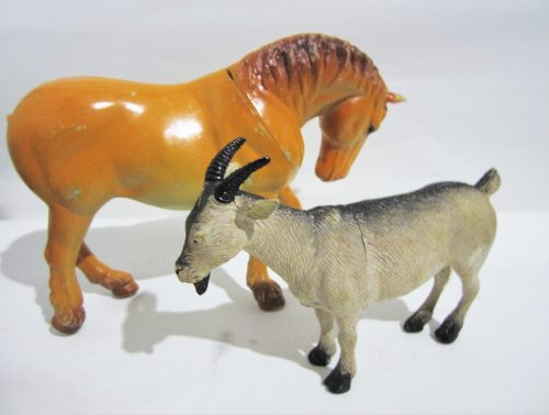 Figura De Animales De Granja: Caballo Y Cabra