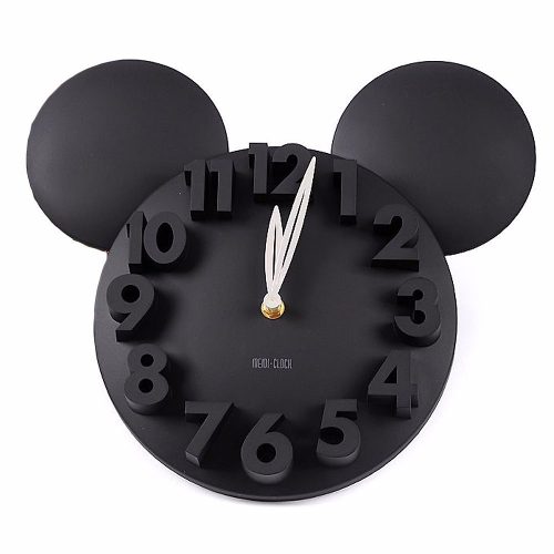 Reloj De Pared Diseño Moderno Mickey Mouse En 3d - Negro