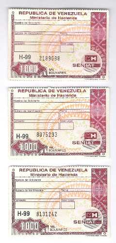 Timbres Fiscales De  Bolívares Serie Sin Letra