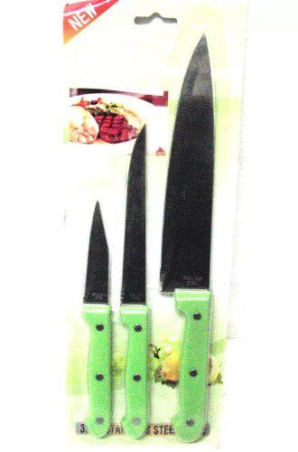 Set Cuchillos 3 Piezas Acero Inoxidable Cocina Hogar Nuevos