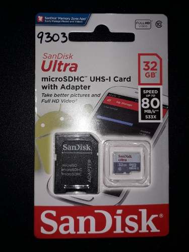 Memoria Micro Sd 32gb Sandisk Clase 10 Original