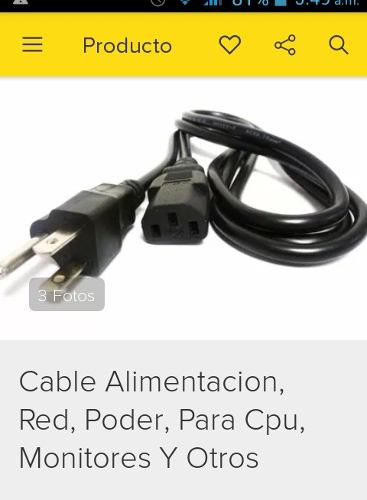 Cable De Alimentacion Para Pc Y Monitores.