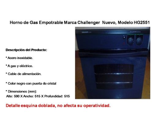 Horno De Gas Empotrable Challenger Nuevo, Modelo Hg