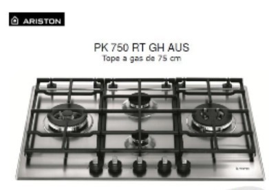 Tope Cocina A Gas Marca Ariston 75 Cm Pk 750 Rt Gh Aus