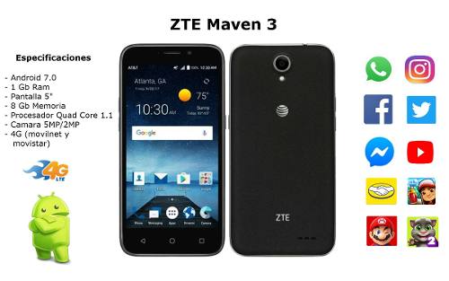 Telefono Celular Zte Maven 3 Android 7 8gb Whatsapp Facebook