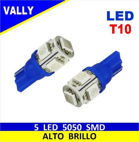 Bombillo Muelita Led T10 158 Luz Azul 5 Smd Autos, Motos Par