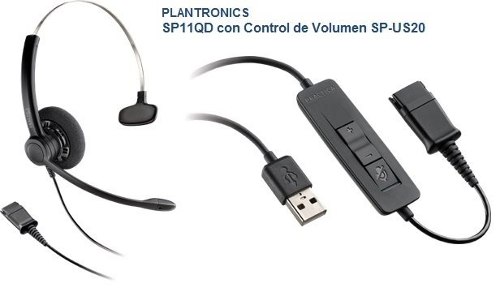 Headset Casco Telefono Plantronics Sp11qd Usb Control Audio