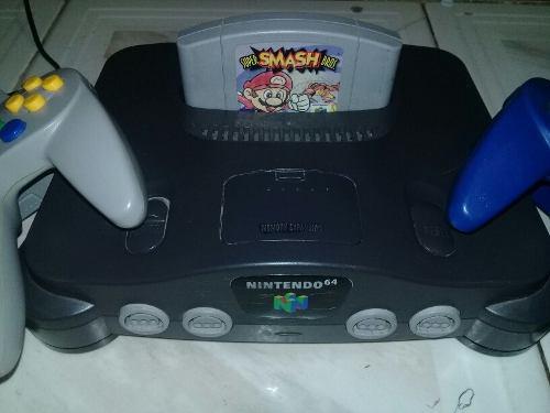 Nintendo 64 Impecable Con Super Smash Y 2 Controles